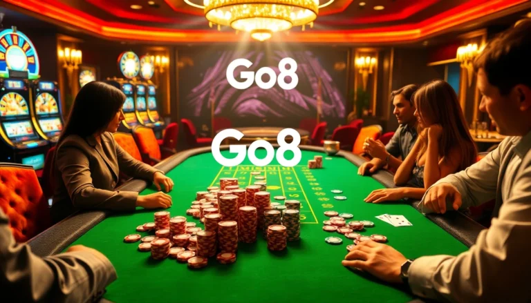 Go8 invites players to experience the thrill of poker with vibrant casino tables and luxurious ambiance.